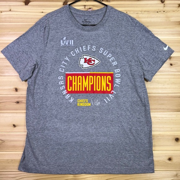 Nike NFL Kansas City Chiefs T-Shirt Mens XL Gray Super Bowl LVII Champion Shirt - Picture 1 of 7